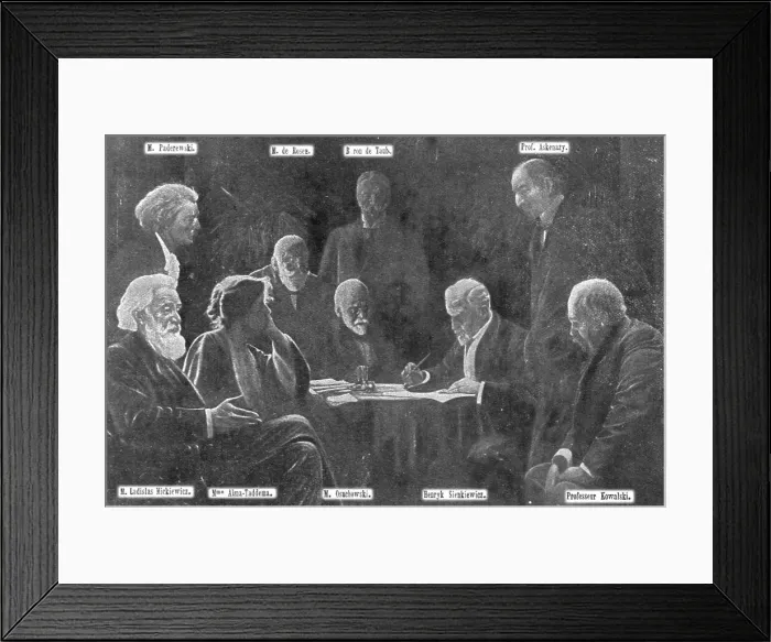 Framed Print : Henryk Sienkiewicz et les membres du Comite general de secours pour les victimes... 1916. Creator: Leon Kaufmann Framed Print : Henryk Sienkiewicz et les membres du Comite general de secours pour les victimes... 1916. Creator: Leon Kaufmann