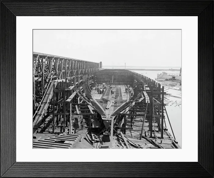 Framed Print : City of Cleveland, Steamer #168 on the ways, 1907. Creator: Unknown