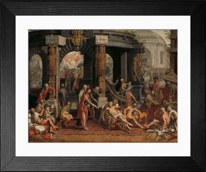 Framed Print : The Healing of the Paralytic, Pool of Bethesda, 1575. Creator: Pieter Aertsen Framed Print : The Healing of the Paralytic, Pool of Bethesda, 1575. Creator: Pieter Aertsen