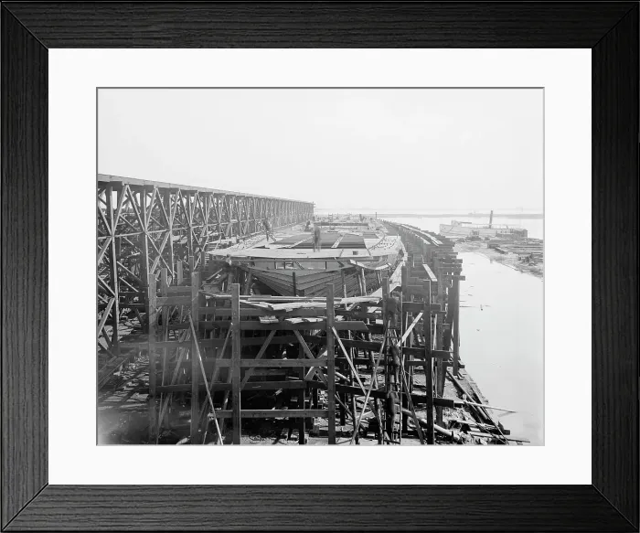 Framed Print : City of Cleveland, Steamer #168 on the ways, 1907. Creator: Unknown Framed Print : City of Cleveland, Steamer #168 on the ways, 1907. Creator: Unknown