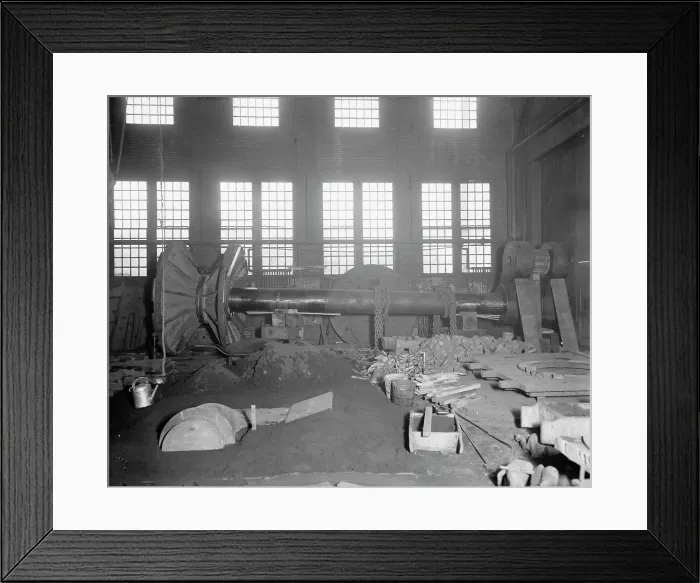 Framed Print : Shafting for new Detroit & Cleveland Navigation Co. steamer, (1907?). Creator: Unknown. Shafting for new Detroit & Cleveland Navigation Co. steamer, (1907?). Creator: Unknown Framed Print : Shafting for new Detroit & Cleveland Navigation Co. steamer, (1907?). Creator: Unknown. Shafting for new Detroit & Cleveland Navigation Co. steamer, (1907?). Creator: Unknown