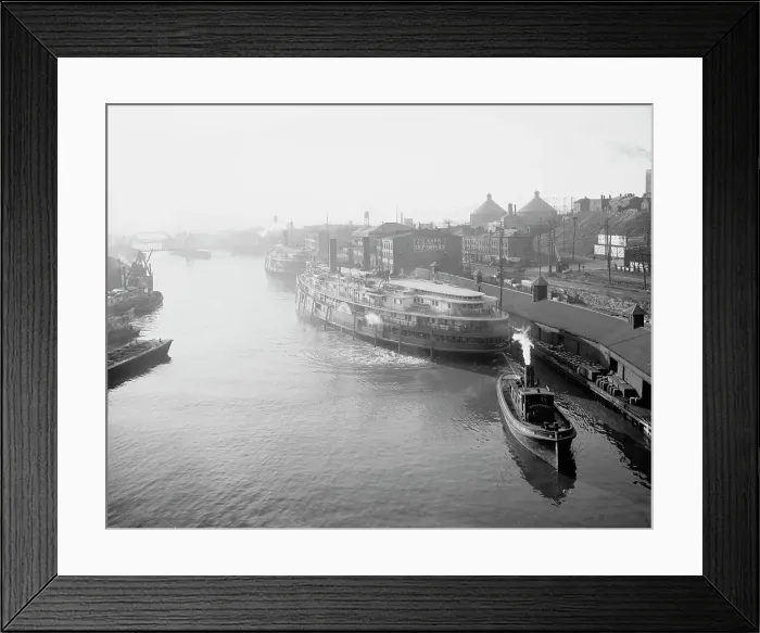 Framed Print : The River from the viaduct, Cleveland, O[hio], (c1905?). Creator: Unknown