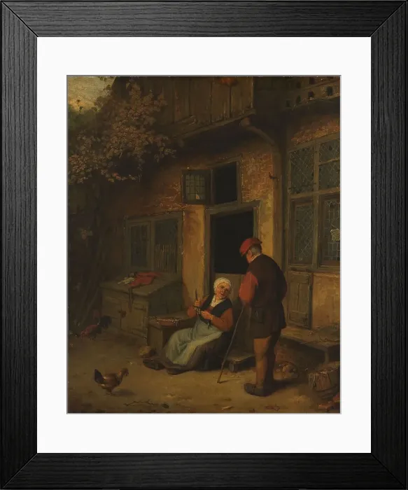 Framed Print : A Woman gutting Herrings in front of her House, 1678. Creator: Unknown Framed Print : A Woman gutting Herrings in front of her House, 1678. Creator: Unknown