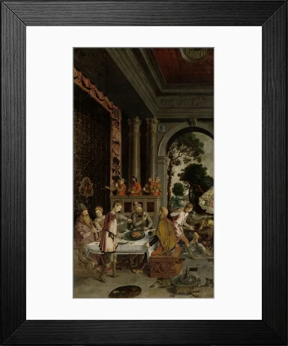 Framed Print : Parable of the Rich Man and Poor Lazarus, c.1550-c.1575. Creator: Anon Framed Print : Parable of the Rich Man and Poor Lazarus, c.1550-c.1575. Creator: Anon