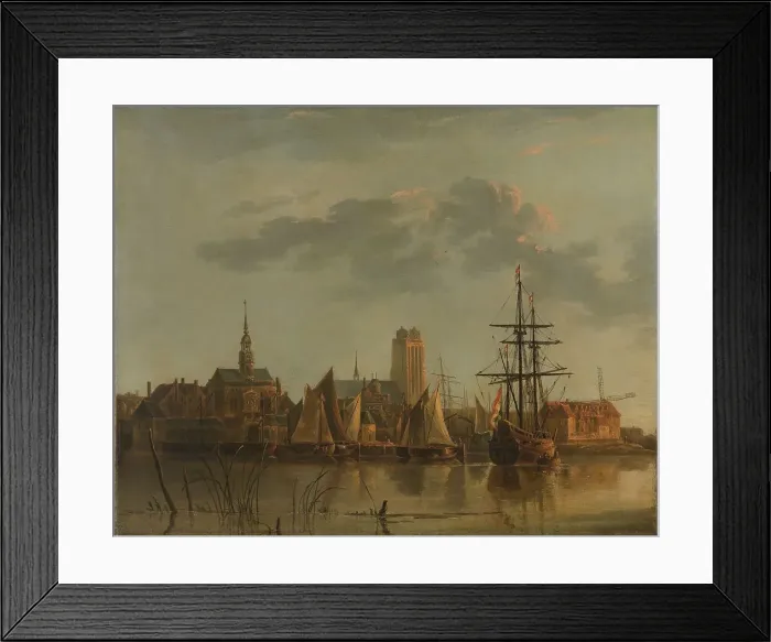 Framed Print : View of Dordrecht at Sunset, c.1700-c.1842. Creator: Unknown