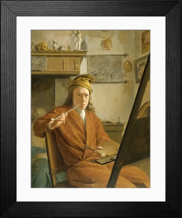 Framed Print : Portrait of a Painter, perhaps the Artist Himself, 1730. Creator: Aert Schouman Framed Print : Portrait of a Painter, perhaps the Artist Himself, 1730. Creator: Aert Schouman