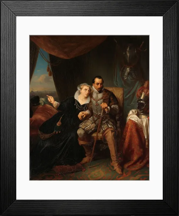 Framed Print : Magdalena Moons Begs her Fiancé Francisco Valdez to Postpone the Storming of Leiden another night, Creator: Simon Opzoomer. Magdalena Moons Begs her Fiancé Francisco Valdez to Postpone the Storming of Leiden another night Framed Print : Magdalena Moons Begs her Fiancé Francisco Valdez to Postpone the Storming of Leiden another night, Creator: Simon Opzoomer. Magdalena Moons Begs her Fiancé Francisco Valdez to Postpone the Storming of Leiden another night