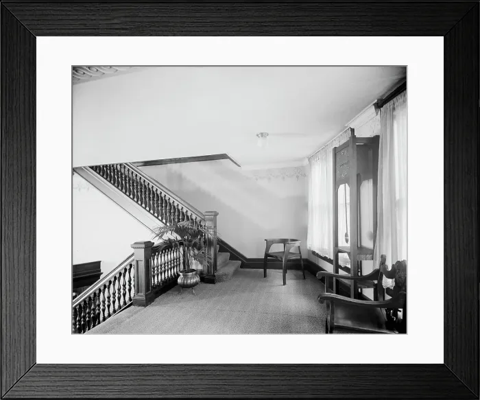 Framed Print : E.M. Bigsby Co. show rooms, clock on the balcony, between 1900 and 1915. Creator: Unknown