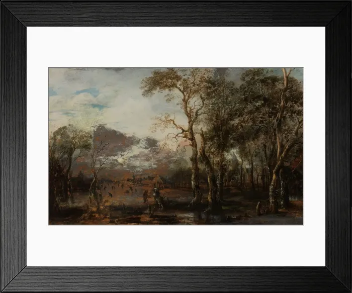Framed Print : Wooded Landscape with Hunter / Winter Landscape, c.1642-1643. Creator: Aert van der Neer Framed Print : Wooded Landscape with Hunter / Winter Landscape, c.1642-1643. Creator: Aert van der Neer