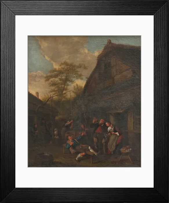 Framed Print : Peasants outside an Inn, 1675-1704. Creator: Cornelis Dusart