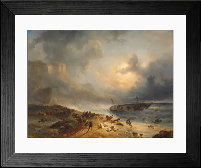 Framed Print : Shipwreck off a Rocky Coast, c.1837. Creator: Wijnand Nuyen Framed Print : Shipwreck off a Rocky Coast, c.1837. Creator: Wijnand Nuyen