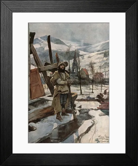 Framed Print : En Alsace; A Metzeral (Janvier 1916), 1916. Creator: Francois Flameng Framed Print : En Alsace; A Metzeral (Janvier 1916), 1916. Creator: Francois Flameng
