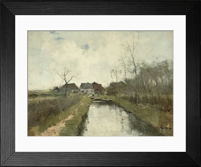 Framed Print : Houses on a dyke, 1870-1888. Creator: Anton Mauve Framed Print : Houses on a dyke, 1870-1888. Creator: Anton Mauve
