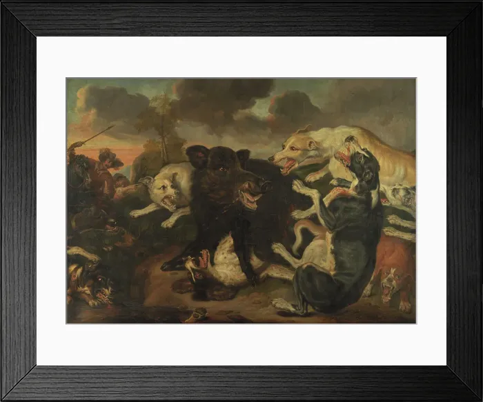 Framed Print : A Boar Hunt, 1677. Creator: Juriaen Jacobsz Framed Print : A Boar Hunt, 1677. Creator: Juriaen Jacobsz