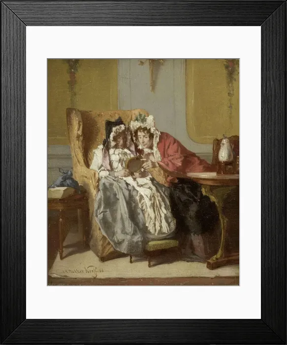 Framed Print : Two Ladies Examining a Little Painting, 1866. Creator: Alexander Hugo Bakker Korff Framed Print : Two Ladies Examining a Little Painting, 1866. Creator: Alexander Hugo Bakker Korff