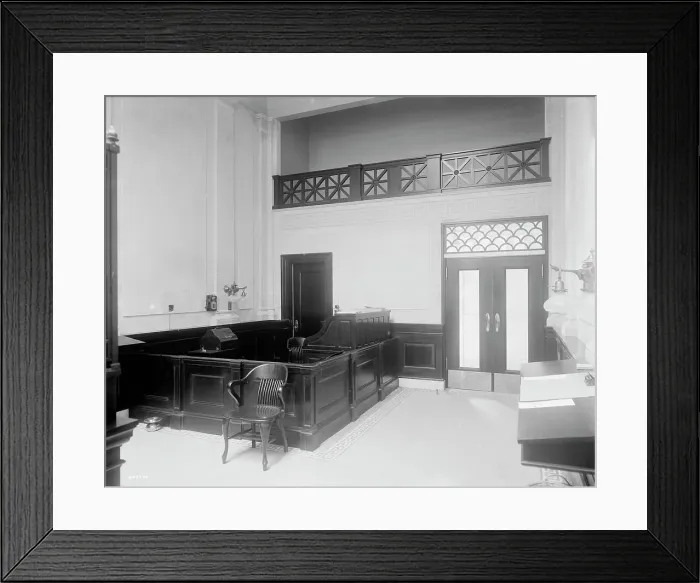 Framed Print : Seventy-second Street branch, 19th Ward Bank, interior, low desk, N.Y. between 1900 and 1915. Creator: Unknown Framed Print : Seventy-second Street branch, 19th Ward Bank, interior, low desk, N.Y. between 1900 and 1915. Creator: Unknown