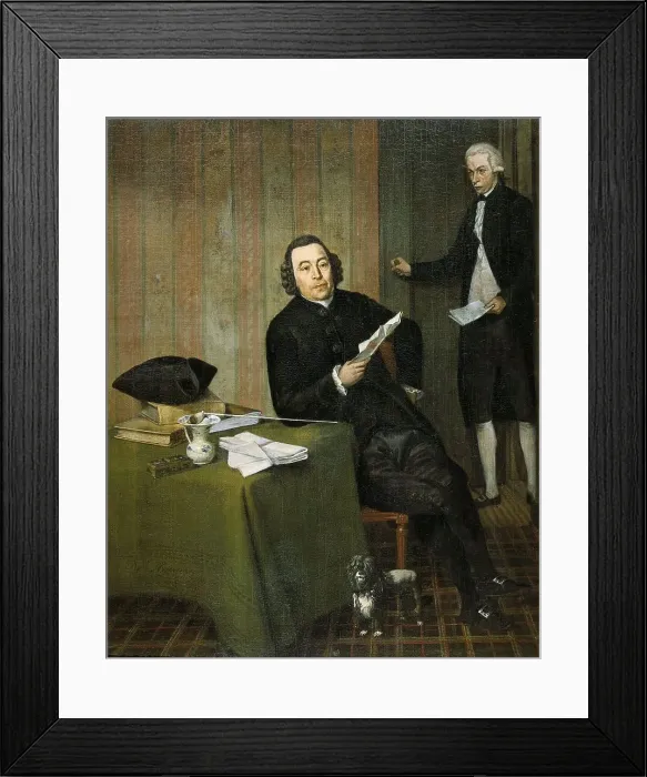 Framed Print : Wernerus Köhne (1725 / 26-88), Notary of Haarlem, with his Clerk Jan Bosch, 1787. Creator: Wybrand Hendriks Framed Print : Wernerus Köhne (1725 / 26-88), Notary of Haarlem, with his Clerk Jan Bosch, 1787. Creator: Wybrand Hendriks
