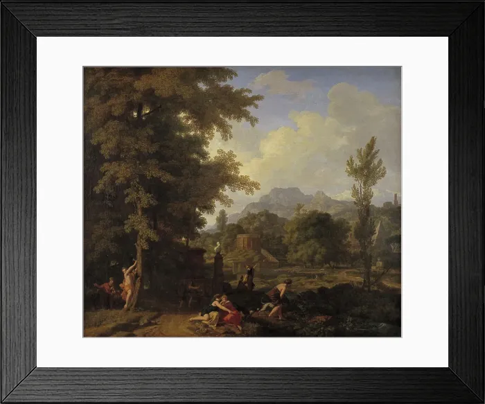 Framed Print : Classical Landscape with Diana (?) and her Nymphs, 1683-1686. Creators: Johannes Glauber, Gerard de Lairesse Framed Print : Classical Landscape with Diana (?) and her Nymphs, 1683-1686. Creators: Johannes Glauber, Gerard de Lairesse