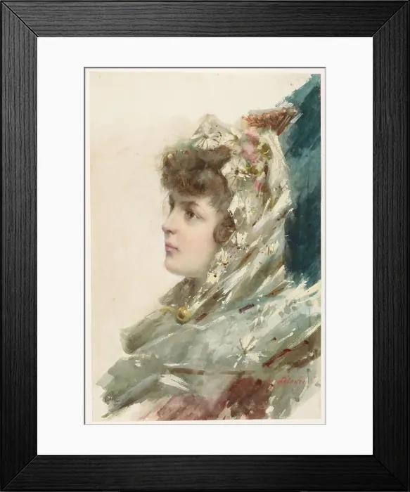 Framed Print : Bust of a young woman, in profile to the left, 1800-1892. Creator: A. Salanti Framed Print : Bust of a young woman, in profile to the left, 1800-1892. Creator: A. Salanti