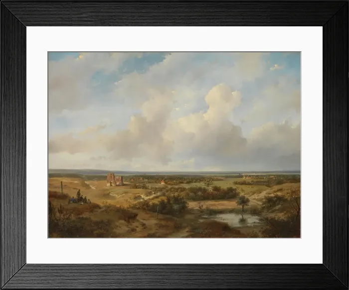 Framed Print : View of the Dunes with the Ruins of Brederode Castle near Santpoort, 1844. Creator: Andreas Schelfhout Framed Print : View of the Dunes with the Ruins of Brederode Castle near Santpoort, 1844. Creator: Andreas Schelfhout