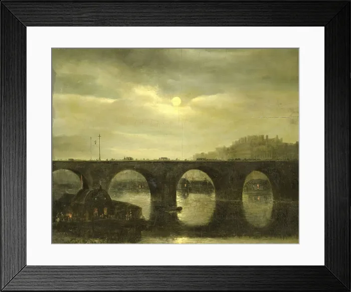 Framed Print : One of the Bridges over the Seine, Paris, in the Moonlight, 1835. Creator: Antonie Waldorp Framed Print : One of the Bridges over the Seine, Paris, in the Moonlight, 1835. Creator: Antonie Waldorp