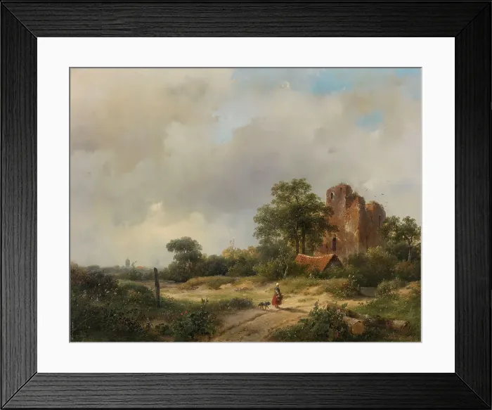 Framed Print : Landscape with the Ruins of Brederode Castle in Santpoort, 1844. Creator: Andreas Schelfhout Framed Print : Landscape with the Ruins of Brederode Castle in Santpoort, 1844. Creator: Andreas Schelfhout