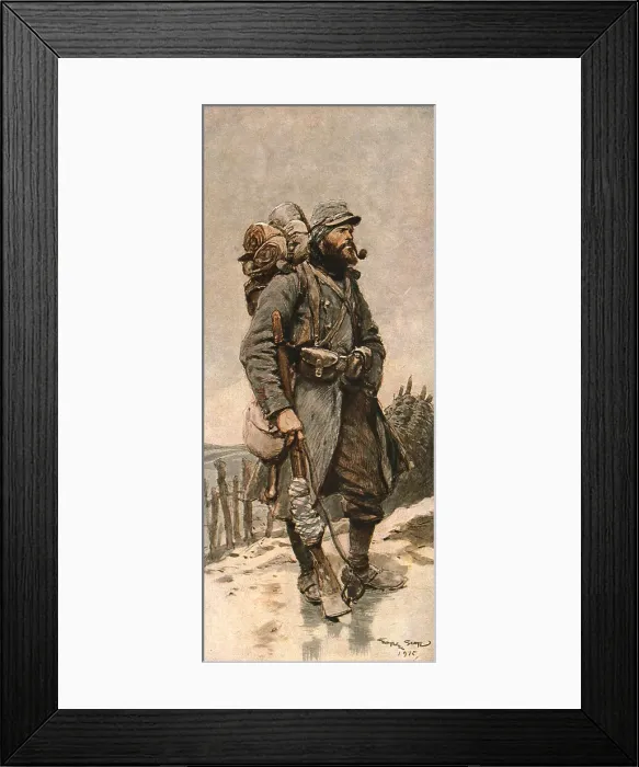 Framed Print : Les transformations du fantassin Francais pendant la guerre, 1915. Creator: Georges Bertin Scott Framed Print : Les transformations du fantassin Francais pendant la guerre, 1915. Creator: Georges Bertin Scott