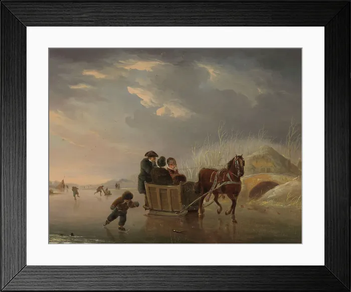 Framed Print : Winter Scene (Horse-Sleigh on the Ice), 1790-1814. Creator: Andries Vermeulen Framed Print : Winter Scene (Horse-Sleigh on the Ice), 1790-1814. Creator: Andries Vermeulen