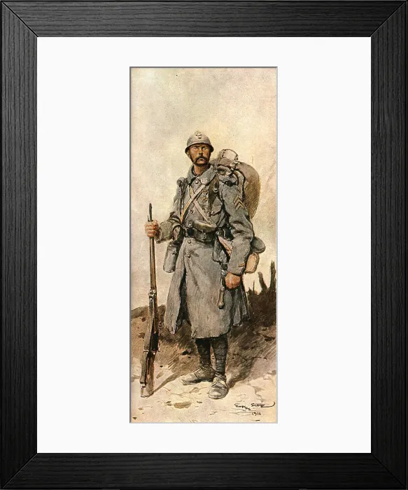 Framed Print : Les transformations du fantassin Francais pendant la guerre, 1916. Creator: Georges Bertin Scott Framed Print : Les transformations du fantassin Francais pendant la guerre, 1916. Creator: Georges Bertin Scott