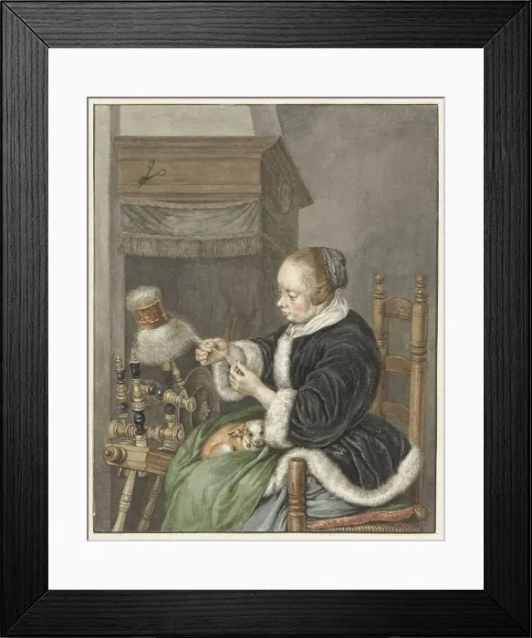 Framed Print : The spinner, 1741-1820. Creator: Abraham Delfos Framed Print : The spinner, 1741-1820. Creator: Abraham Delfos