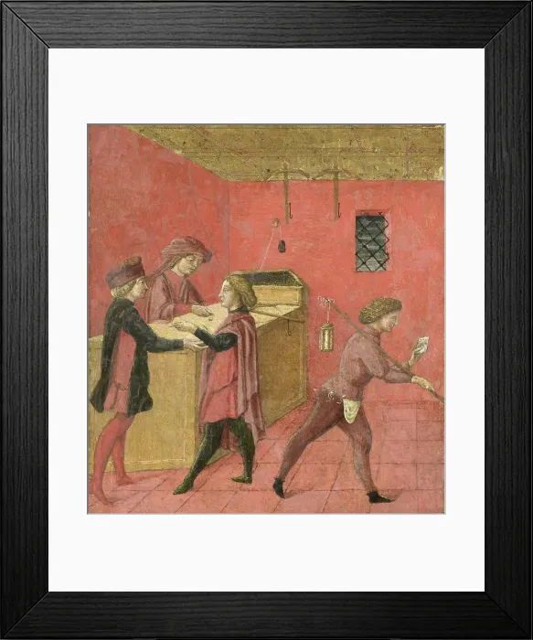Framed Print : Payment of Salaries to the Night Watchmen in the Camera del Comune of Siena, 1440-1460. Creator: Anon Framed Print : Payment of Salaries to the Night Watchmen in the Camera del Comune of Siena, 1440-1460. Creator: Anon
