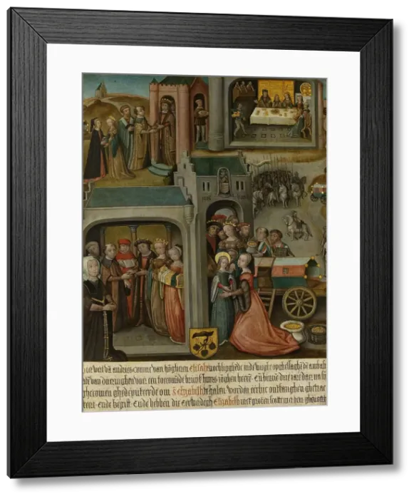 Framed Print : Four scenes from the legend of St Elizabeth of Hungary, c.1500. Creator: Anon Framed Print : Four scenes from the legend of St Elizabeth of Hungary, c.1500. Creator: Anon