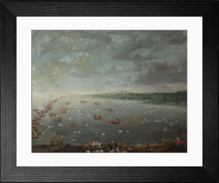 Framed Print : Swan Hunt, 1699-1798. Creator: David de Coninck