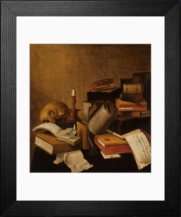 Framed Print : Vanitas Still Life with Books, 1633. Creator: Anon Framed Print : Vanitas Still Life with Books, 1633. Creator: Anon