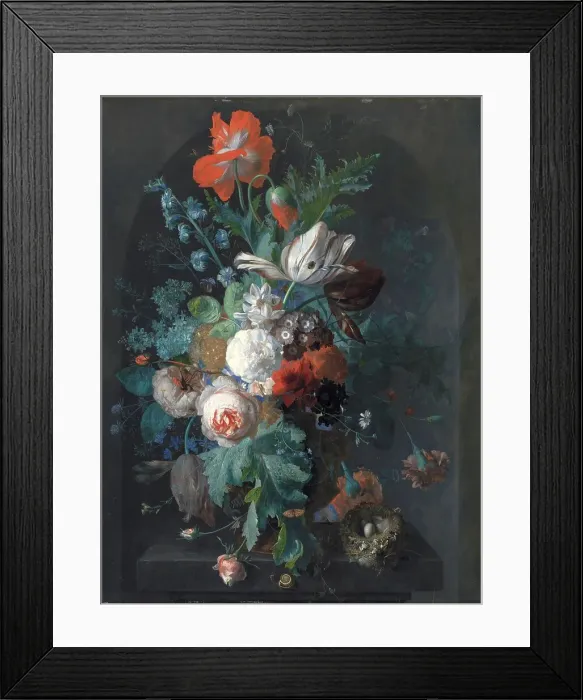 Framed Print : A Vase with Flowers, 1700-1749. Creator: Jan van Huysum Framed Print : A Vase with Flowers, 1700-1749. Creator: Jan van Huysum