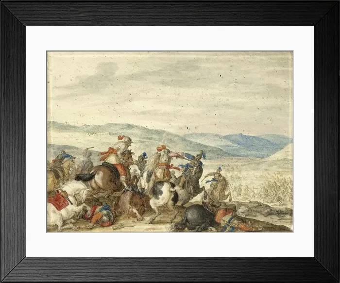 Framed Print : Cavalry Skirmish Mountainous Landscape, 1636-1640. Creator: Bartholomaus Dietterlin Framed Print : Cavalry Skirmish Mountainous Landscape, 1636-1640. Creator: Bartholomaus Dietterlin