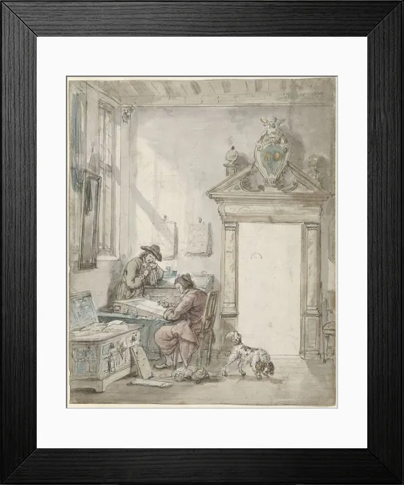 Framed Print : Interior scene with man at a writing desk, 1763-1826. Creator: Abraham van Strij Framed Print : Interior scene with man at a writing desk, 1763-1826. Creator: Abraham van Strij