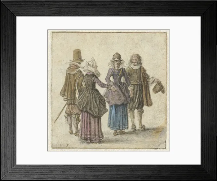Framed Print : Two Well-dressed Couples, 1618. Creator: Adriaen van de Venne Framed Print : Two Well-dressed Couples, 1618. Creator: Adriaen van de Venne
