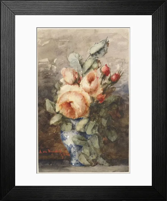 Framed Print : Bouquet of roses in a vase, 1867-1892. Creator: Adrienne van Hogendorp Framed Print : Bouquet of roses in a vase, 1867-1892. Creator: Adrienne van Hogendorp