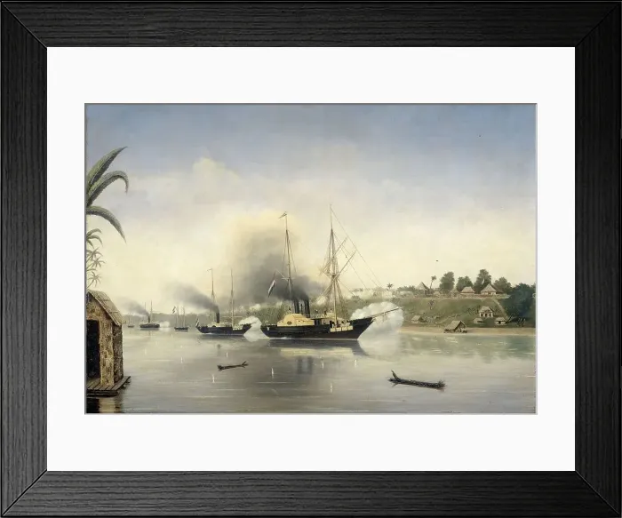 Framed Print : The shelling of the Sultan of Jambi's Kraton...8 September 1858, 1858-1865. Creator: Unknown Framed Print : The shelling of the Sultan of Jambi's Kraton...8 September 1858, 1858-1865. Creator: Unknown