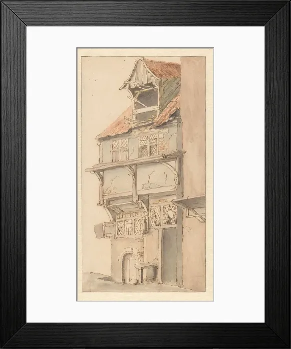 Framed Print : Facade of a corner house with an open dormer window, 1620-1685. Creator: Adriaen van Ostade Framed Print : Facade of a corner house with an open dormer window, 1620-1685. Creator: Adriaen van Ostade