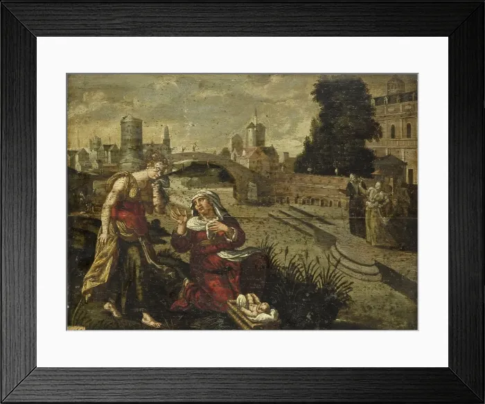 Framed Print : Moses in the rush basket, 1500-1599. Creator: Unknown