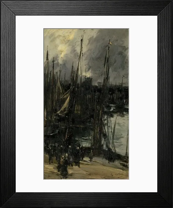 Framed Print : Harbour view in Dunkerque (or Dieppe?), 1880-1900. Creator: Antoine Vollon Framed Print : Harbour view in Dunkerque (or Dieppe?), 1880-1900. Creator: Antoine Vollon