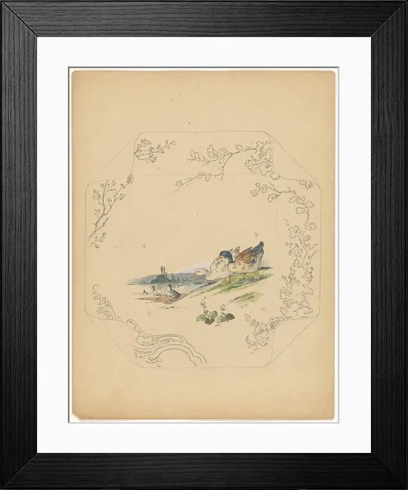 Framed Print : Design for model square board with six geese, c.1875-c.1880. Creator: Albert Louis Dammouse Framed Print : Design for model square board with six geese, c.1875-c.1880. Creator: Albert Louis Dammouse