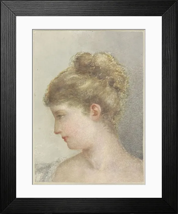 Framed Print : Head of a woman, profile facing left, 1837-1892. Creator: Albert Martin Framed Print : Head of a woman, profile facing left, 1837-1892. Creator: Albert Martin