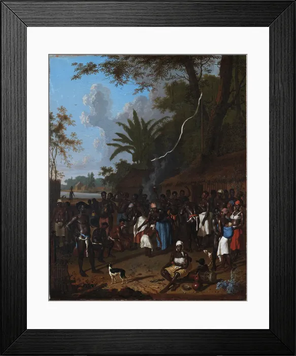 Framed Print : Ritual Slave Party on a Sugar Plantation in Surinam, 1706-1708. Creators: Dirk Valkenburg, Dionys Verburg, Willem Willemsz Buytewech Framed Print : Ritual Slave Party on a Sugar Plantation in Surinam, 1706-1708. Creators: Dirk Valkenburg, Dionys Verburg, Willem Willemsz Buytewech