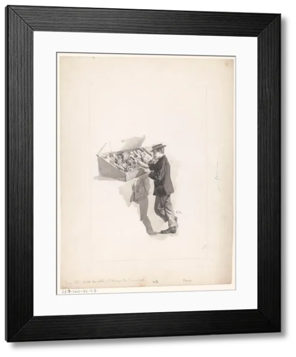 Framed Print : Boy reading at a book stall, 1890-1928. Creator: Alcide Theophile Robaudi Framed Print : Boy reading at a book stall, 1890-1928. Creator: Alcide Theophile Robaudi