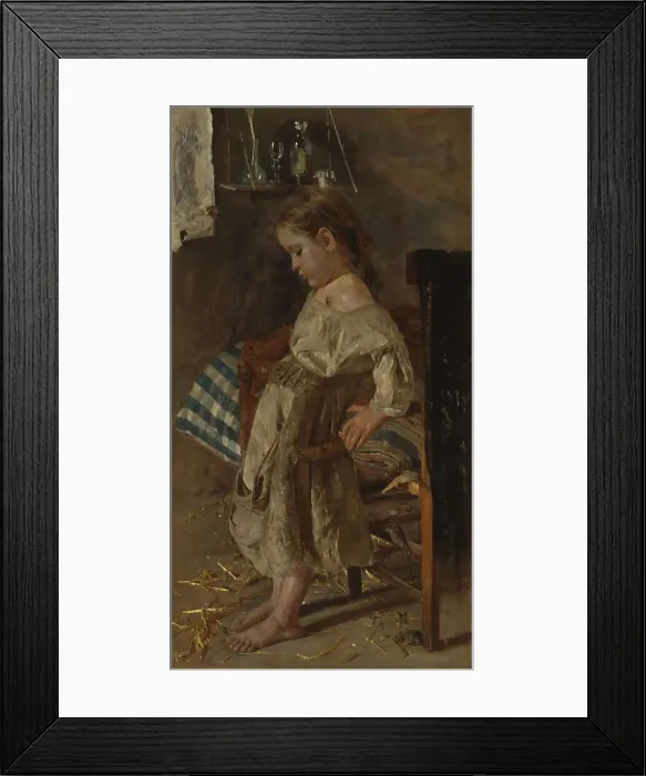 Framed Print : The poor child, 1880-1897. Creator: Antonio Mancini Framed Print : The poor child, 1880-1897. Creator: Antonio Mancini