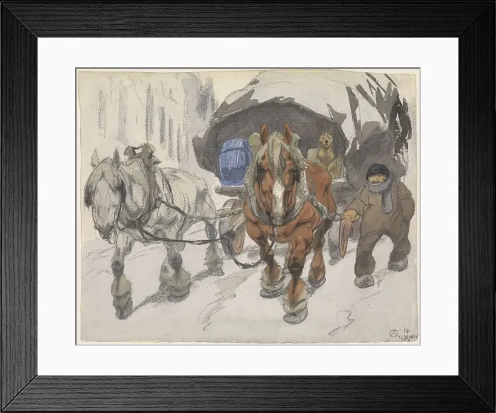 Framed Print : Covered wagon with two horses, 1914. Creator: Alfred Ost Framed Print : Covered wagon with two horses, 1914. Creator: Alfred Ost