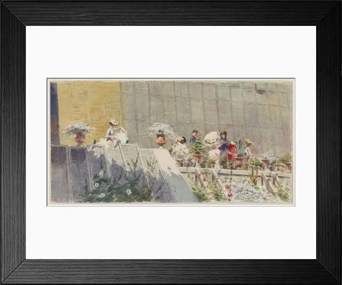 Framed Print : Visitors at a flower nursery, 1865-1892. Creator: Amerino Cagnoni Framed Print : Visitors at a flower nursery, 1865-1892. Creator: Amerino Cagnoni